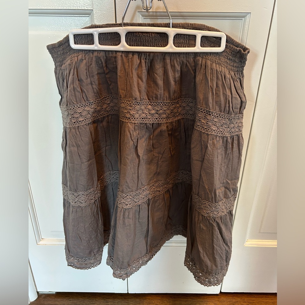 Garnet Hill Women’s Gauze Skirt - Size XL - Gray